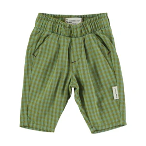 unisex trousers - green checkered - baby & kids