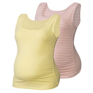 esmara 2 dames zwangerschapstops (XS (32/34), geel/roze)
